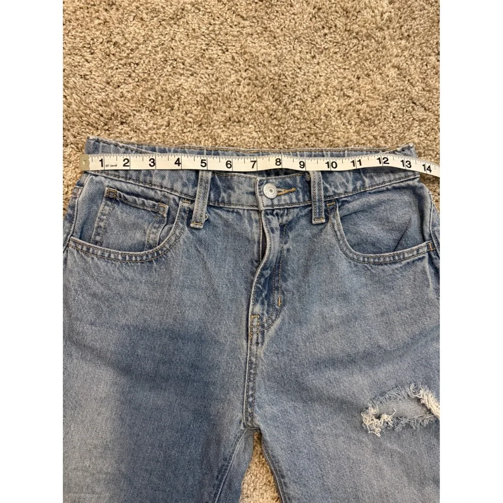Old Navy Girls High Rise Baggy Wide Leg Denim Jeans Size 14 Blue Distressed